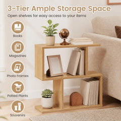 Decorative Storage Shelf Featuring Open Layout and Non-Slip Foot Pads Room Separator-Natural