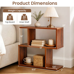 Decorative Storage Shelf Featuring Open Layout and Non-Slip Foot Pads Room Separator-Walnut