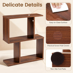 Decorative Storage Shelf Featuring Open Layout and Non-Slip Foot Pads Room Separator-Walnut