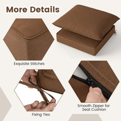 Deep Seat Chair Cushion Pads Set with Rope Belts for Indoor and Outdoor-Brown