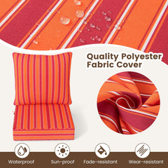 Deep Seat Chair Cushion Pads Set with Rope Belts for Indoor and Outdoor-Orange