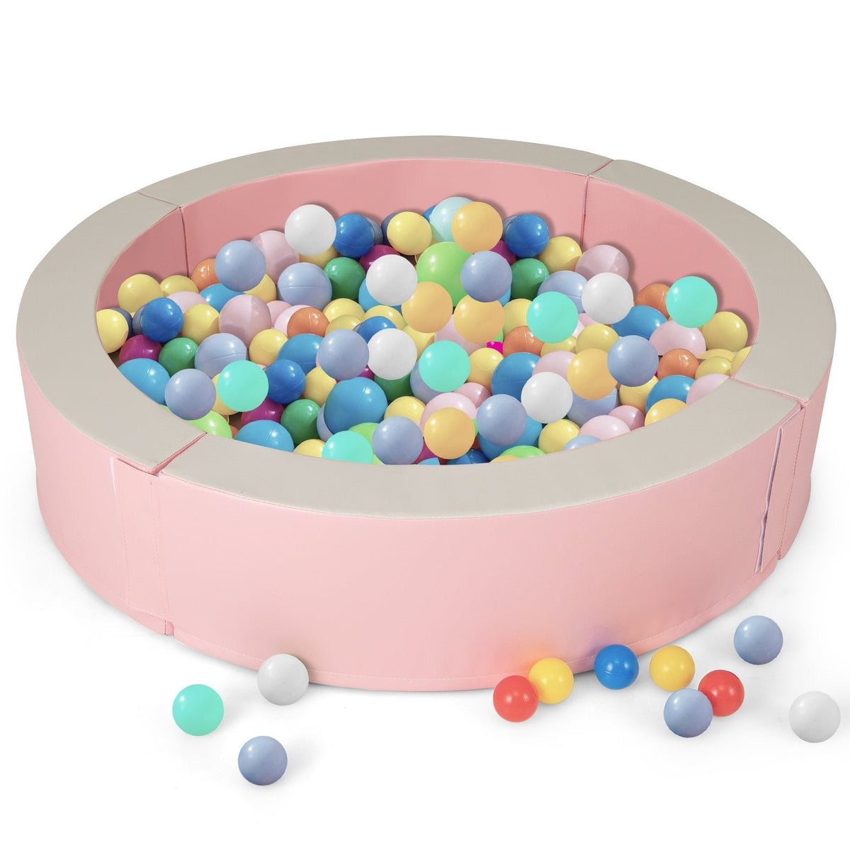 Detachable Foam Ball Pit with 50 Colorful Ocean Balls-Pink
