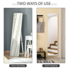 Full Length Mirror for Bedroom, Free Standing Dressing Mirror, Wall Mirror with Wood Frame, 15" x 61", Light Walnut