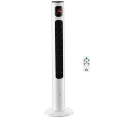 Freestanding Tower Fan Cooling for Home Bedroom with Oscillating, 3 Speed, 12h Timer, LED Sensor Panel, Remote Controller, White