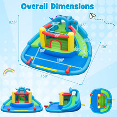 Dinosaur Themed Inflatable Bounce House and Water Park with 860W Air Blower