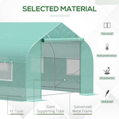 20x10x7ft Walk-in Steeple Greenhouse Outdoor Backyard Plant Seed Growth Shed Tunnel Warm House with 2 Anchor Way Green