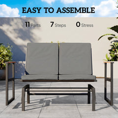 Outdoor Glider Bench for 2 Person, Patio Glider Loveseat with Thick Cushions for Garden Balcony Porch, Dark Grey
