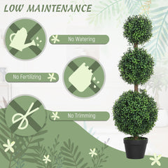 2 Pack 36.1" Artificial Trees, Boxwood Topiary Ball Trees with Pot for Indoor, Outdoor, Home Office, Living Room, Green