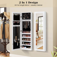 Door and Wall Mounted Armoire Jewelry Cabinet with Full-Length Mirror