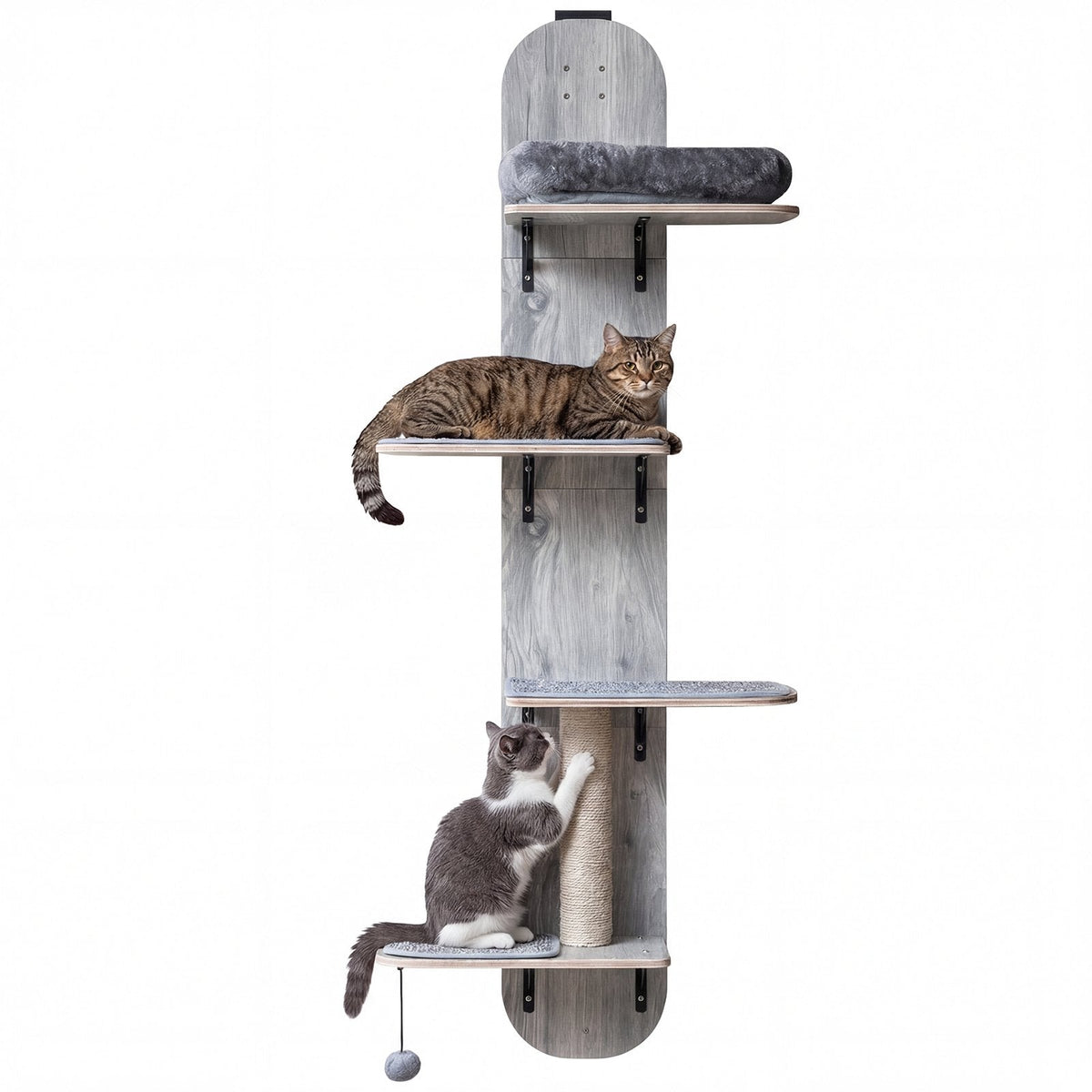 Grey Over the Door Cat Climber with a Jute Post and Washable Pads