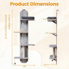Grey Over the Door Cat Climber with a Jute Post and Washable Pads