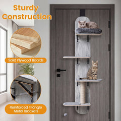 Grey Over the Door Cat Climber with a Jute Post and Washable Pads