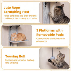 Grey Over the Door Cat Climber with a Jute Post and Washable Pads