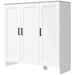 Modern Sideboard Buffet Cabinet, Modern Kitchen Storage Cabinet with 3 Doors Adjustable Shelves, for Dining Room, Black