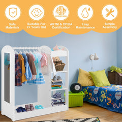 Kids Dress Up Storage with Mirror-White