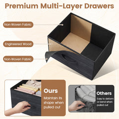 Dresser Nightstand with 5 Roomy Fabric Drawers for Bedroom-Charcoal Black