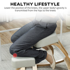 Ergonomic Kneeling Chair, Wood Kneel Stool with Thick Pads, Desk Knee Chair, Improve Posture, Black