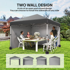 10' x 10' Pop Up Canopy with Sidewalls, Roller Bag, Height Adjustable Instant Tent for Outdoor, Garden, Patio, Black