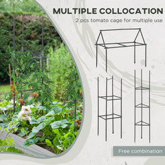 6' x 3' x 1' Raised Garden Bed with 2 Trellis Tomato Cages, Steel Frame Elevated Planter Box, Black