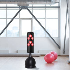65" Freestanding Boxing Punching Bag with Refilled Base and Suction Cups, Black