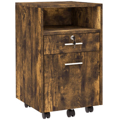 2 Drawer Filing Cabinet with Lock, Vertical File Cabinet with Wheels, Mobile Office Cabinet for A4, Letter Size, White