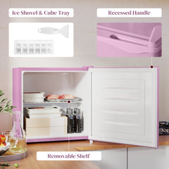 1.1 Cu. Ft. Mini Freezer, Compact Upright Freezer with Reversible Door, Removable Shelf, Adjustable Temperature, Black