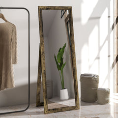 58" x 20" Full Length Mirror with Frame, Floor Standing Mirror, Rectangular Full Body Mirror for Bedroom, Living Room, Brown