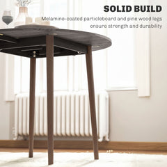 Folding Dining Table, Round Drop Leaf Kitchen Table for Small Spaces with Wood Legs, Oak