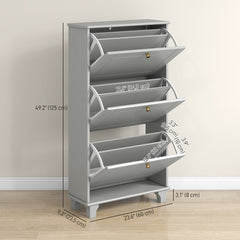 Narrow Shoe Storage with 3 Flip Drawers and Adjustable Shelves, Shoe Cabinet Organizer for 12 Pairs of Shoes, Black