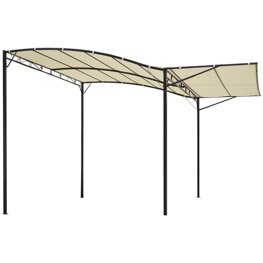 10x8ft Patio Metal Gazebo with Extendable Side Awning Outdoor Shelter Garden Sun Shade Canopy Deck Door Window Awning Cream White