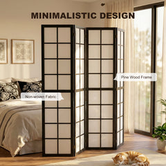 3 Panel Room Divider, 5.6 ft Folding Wall Divider Room Partition for Home Office, Bedroom, Black
