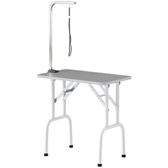 Foldable Pet Grooming Table for Dogs Cats with Adjustable Arm, Non-slip Surface, Black