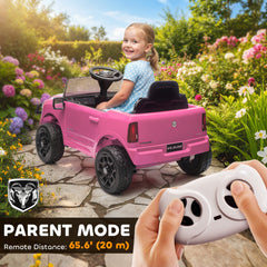 12V Ride on Car, Licensed Dodge RAM 3500 Electric Vehicle with Remote Control, Suspension for 3-5 Years, Black