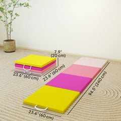 8ft Folding Gymnastics Mat, Thick Exercise Mat with Carry Handles for Home Gym Yoga Aerobics Fitness Training