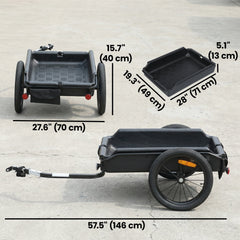 Bike Trailer, Bike Cargo Trailer with Quick Release 16" Wheels, Cargo Net, Safe Reflectors and Red Flag