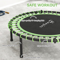 45" Mini Trampoline for Adults, Foldable Fitness Exercise Rebounder with Adjustable Handle