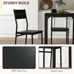 Dining Table Set for 2, 3 Piece Kitchen Table and Chairs with Metal Legs for Small Spaces, Natural Wood