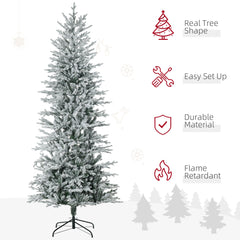 6' Pre Lit Arctic Fir Artificial Flocked Christmas Trees, with Snow Branches, Warm White UL Listed Clear Lights