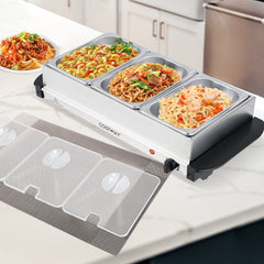 Electric Buffet Server Food Warmer with 3 Removable Trays