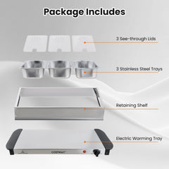Electric Buffet Server Food Warmer with 3 Removable Trays