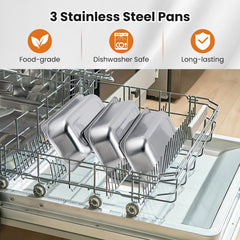 Electric Buffet Server Food Warmer with 3 Removable Trays
