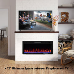 Electric Fireplace 40/50/60 Inches Recessed and Wall Mounted for 2 ft x 6 ft Stud-40 Inches