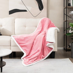 Electric Heated Blanket Throw with 10 Heat Settings-Pink