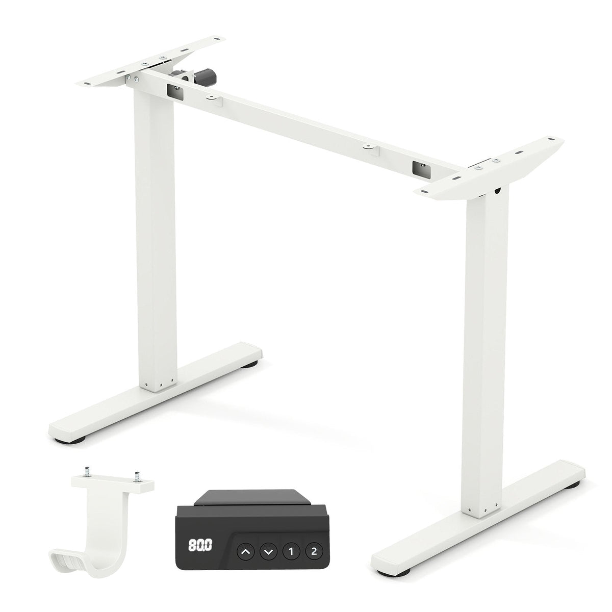 Electric Standing Desk Frame Height Adjustable Computer Desk Base with LED Display-White