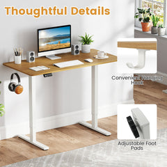 Electric Standing Desk Frame Height Adjustable Computer Desk Base with LED Display-White