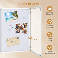 Enclosed Bulletin Board Lockable Cork Notice Board with Aluminum Frame-Sliver