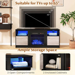 Entertainment Center with Adjustable Shelf & Open Compartment for 65” TVs-Style 1