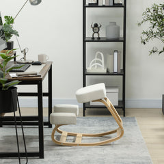 Ergonomic Kneeling Chair, Wood Kneel Stool with Thick Pads, Desk Knee Chair, Improve Posture, Black