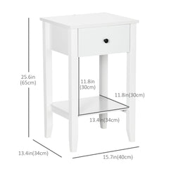 Side Table Set of 2, End Tables with Drawer and Bottom Shelf, 2-tier Nightstand for Bedroom, Living Room, Black
