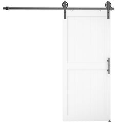 36inx84in Barn Door with 6FT Sliding Door Hardware Kit, Handle, Upgraded Rollers and Floor Guide, Waterproof, White